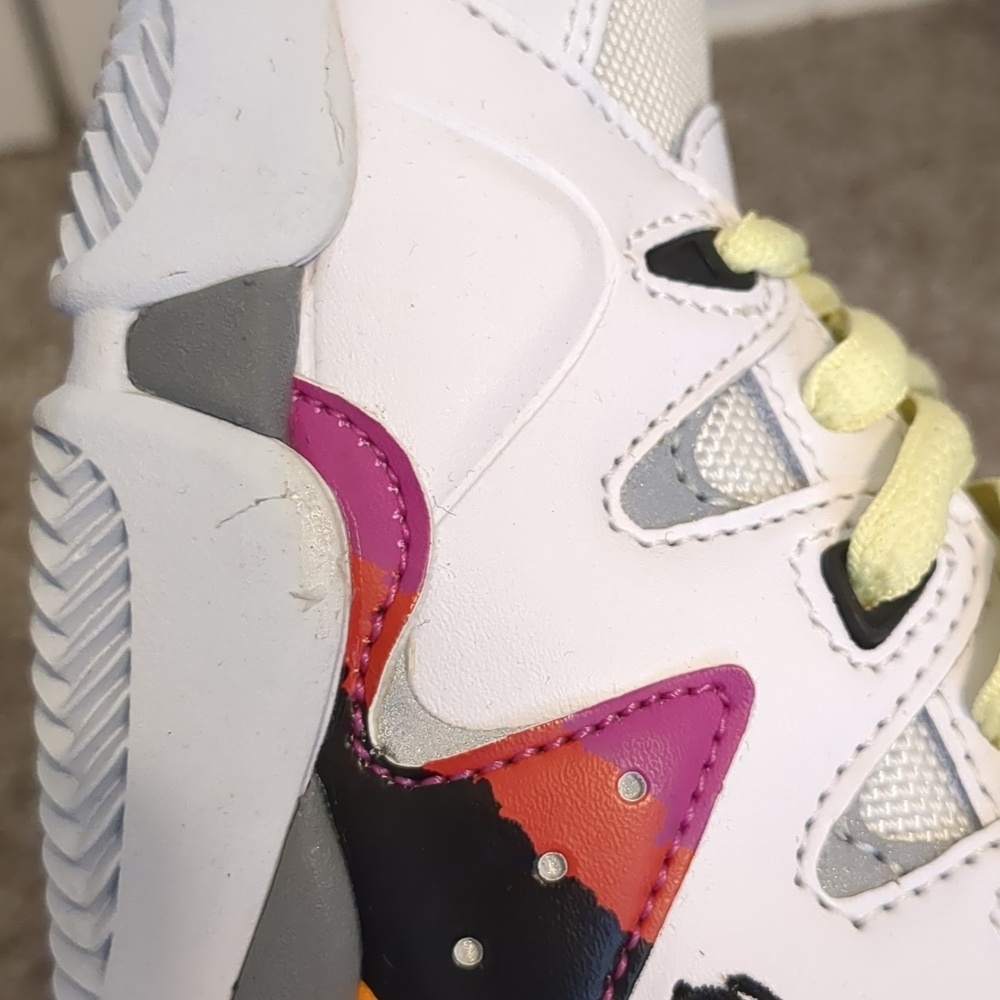 Es Symbol Puffy White Purple Skate Sneakers with Yellow Laces 90s Y2K - Picture 9 of 10